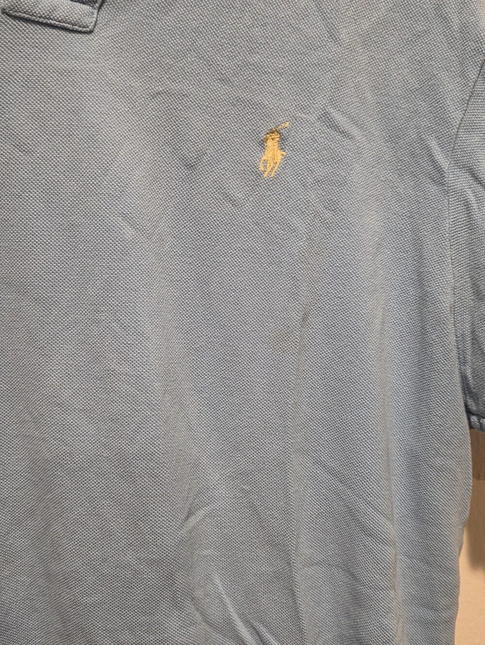 Polo Ralph Lauren Custom Fit Light Blue Polo Shirt Yellow Pony Men's Size Xl